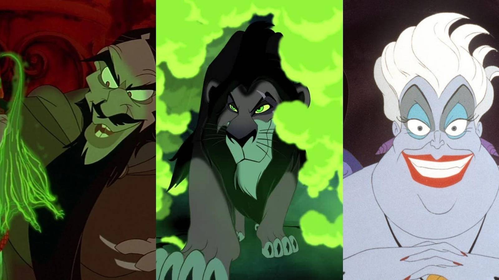 Grigori Rasputin in Anastasia, Scar in The Lion King, Ursula in The Little Mermaid